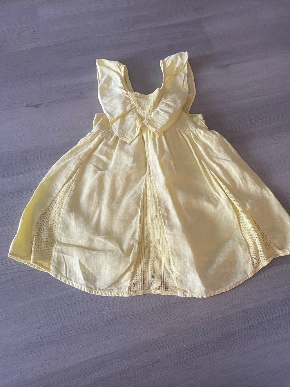 Zara Pale Yellow Gathered Waist Dress